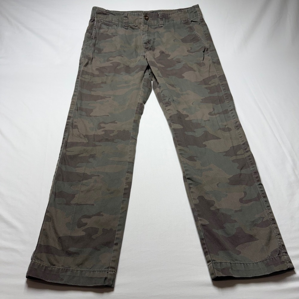American Eagle Mens Slim Straight Camo Pants Green Brown Camouflage 29x30 Y2K